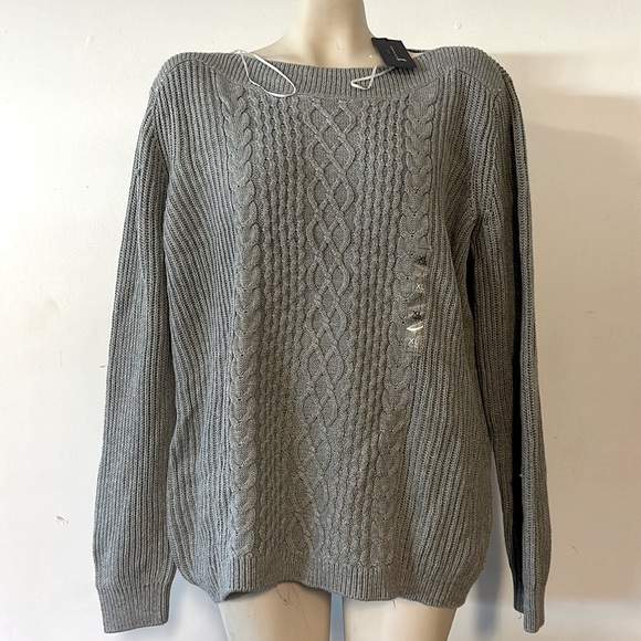 Tommy Hilfiger Women’s sweater gray cable knit XL $89 - Picture 1 of 4